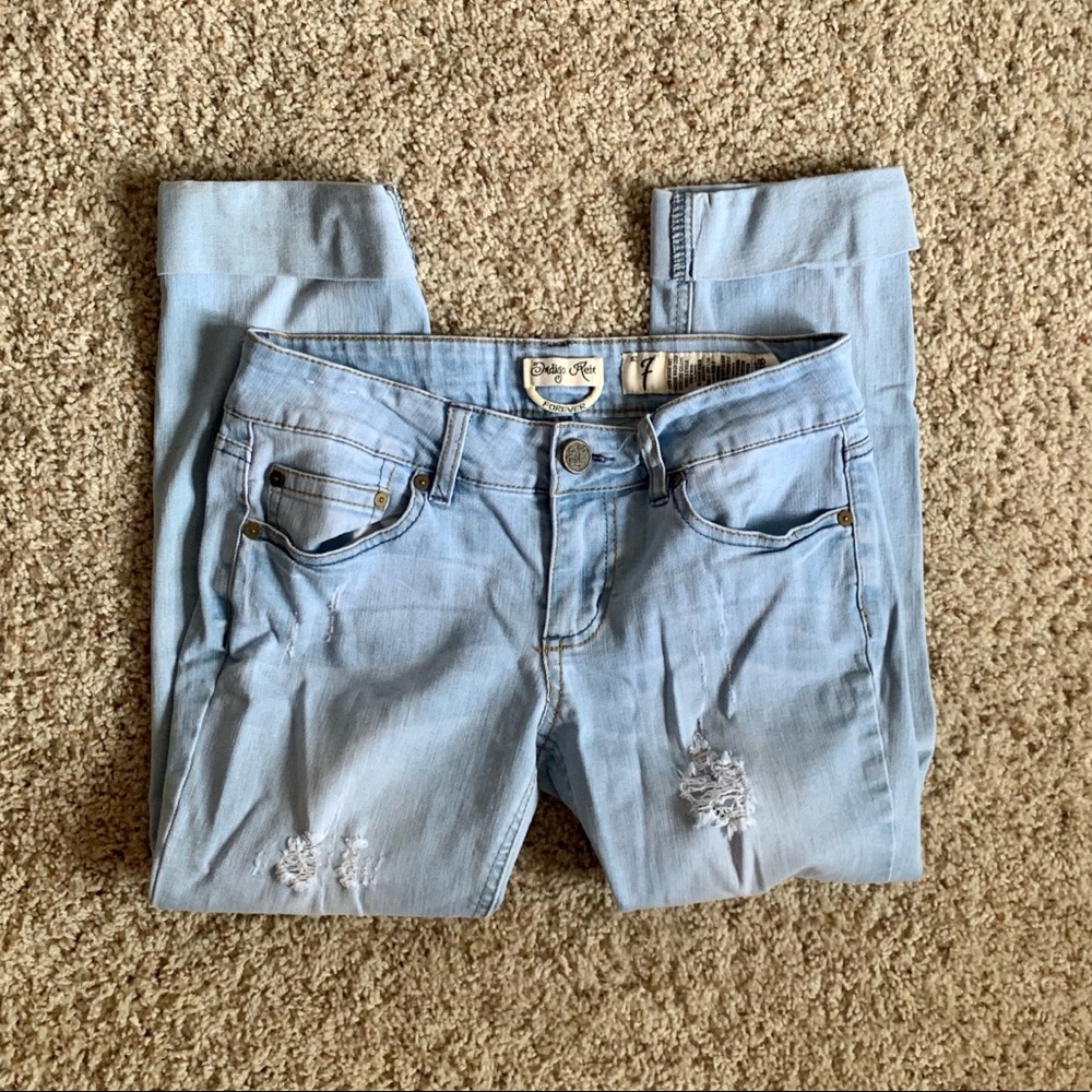 Cute Ripped Jean Capris